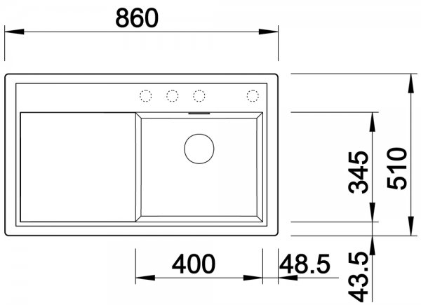Blanco Zenar 45 S - s excentrom - Antracit - 6